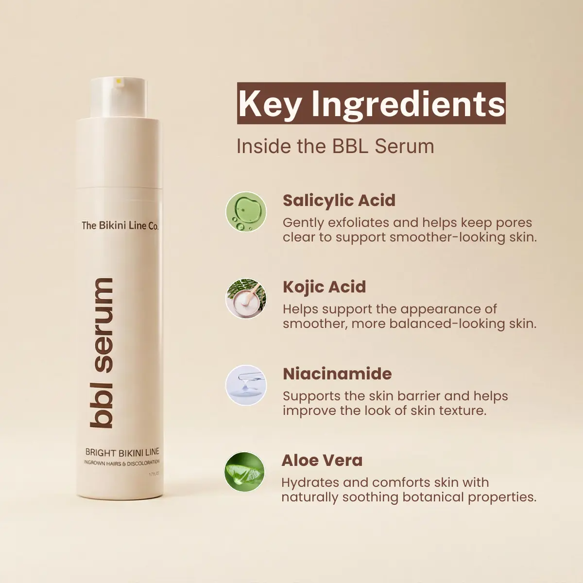 Serum - 3-in-1 Bikini Line Serum - Designed for ingrown hairs, dark spots, razor bumps, and irritation