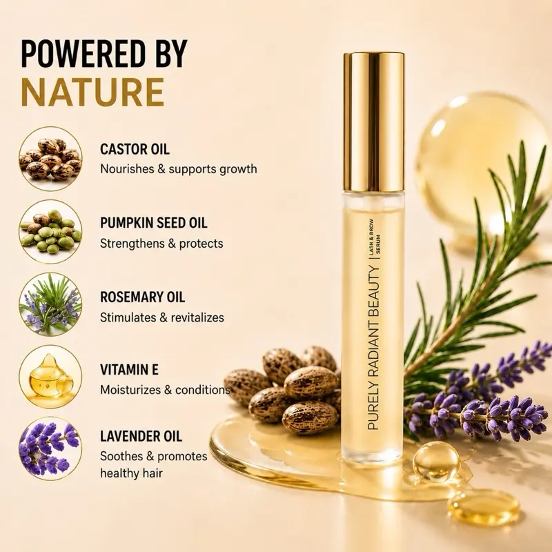Growth Serum – Organic, Vegan, Prostaglandin-Free – Thicker Longer Lashes – Castor + Rosemary Oil