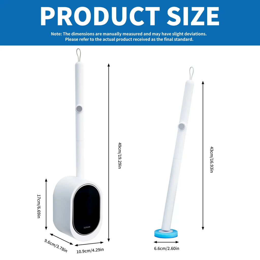 SOPAMI Disposable Toilet Brush Kit – No-Touch Rotating Cleaner with Refill Heads & Holder