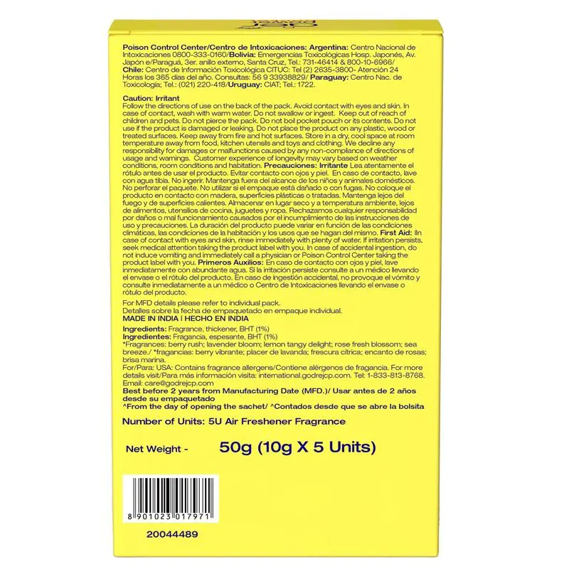 Godrej Aer Power Pocket Hanging Air Freshener – 5 Scents, Up to 30-Day Long-Lasting Fragrance