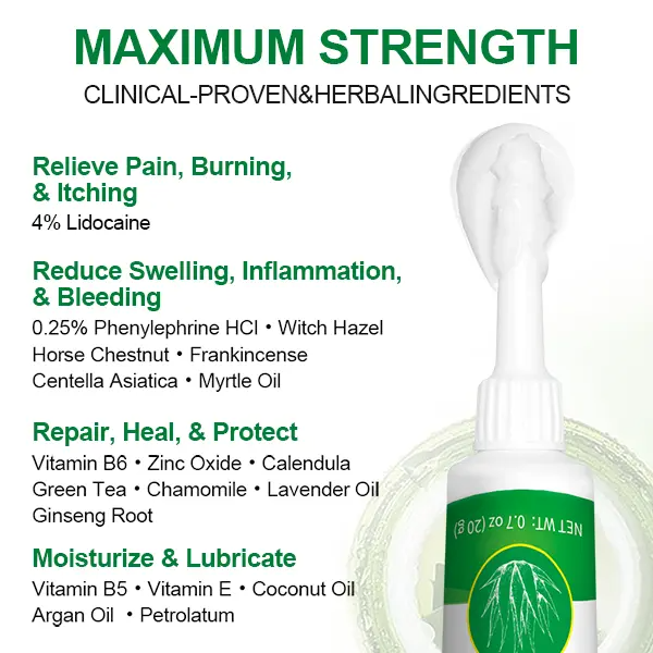 Organic Aloe Vera Hemorrhoid Cream-Gel 1.4oz – Soothing Relief for Pain, Itch & Swelling | Alcohol-Free, Sensitive Skin Safe