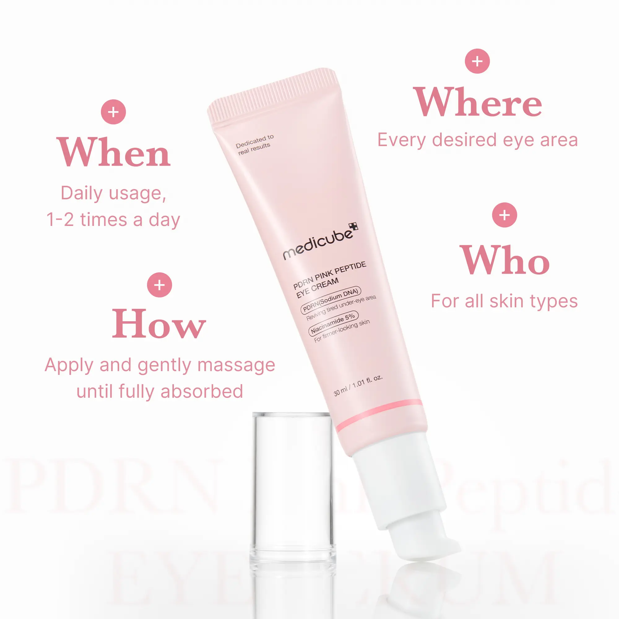 Pink Peptide Eye Serum | 99% Salmon DNA 99% Pure Retinol, 5% Niacinamide | Dark Circles, Puffy Eyes, Korean Skincare
