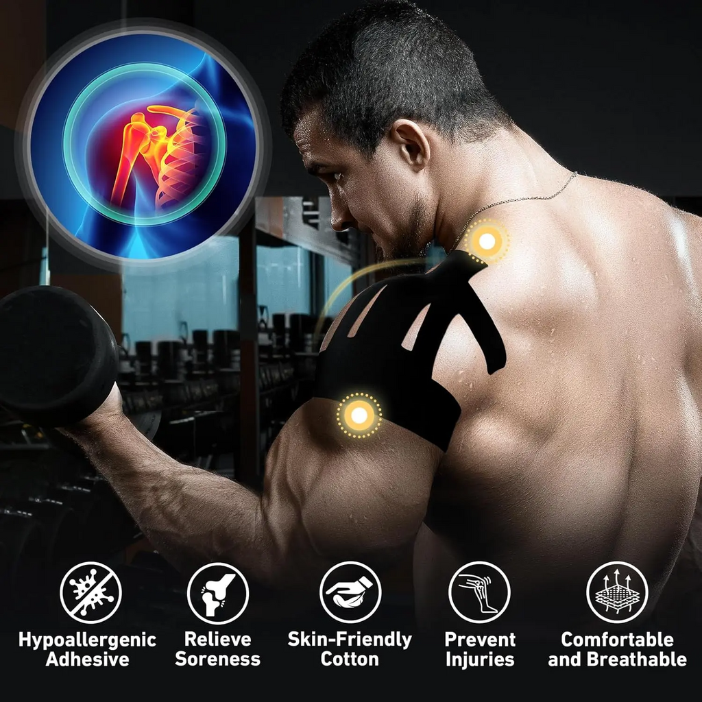 Pre-Cut Kinesiology Tape for Shoulder – Waterproof Athletic Support | 10, 20 & 30 Strips