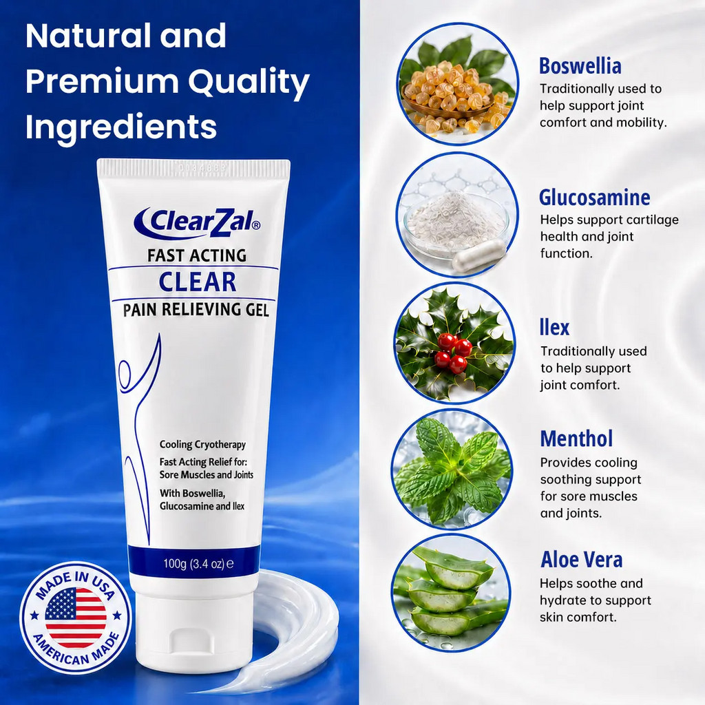 Clearzal Soothing Cooling Gel 100g – Menthol & Frankincense Relief for Muscles, Joints & Fatigue