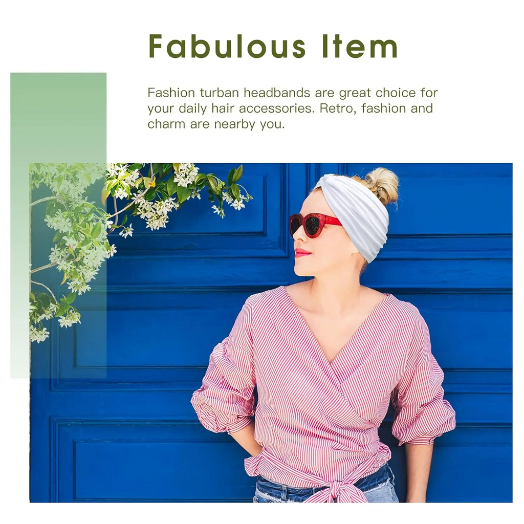 6-Pack Boho Wide Headbands – Stretchy Yoga & Workout Hair Wraps for Women