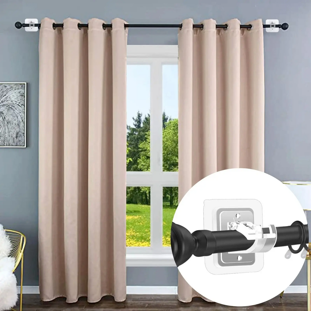 Transparent Curtain Rod Brackets with Screws | No-Damage Wall Mount | Multi-Room Use | 8/12/24/48 Pack