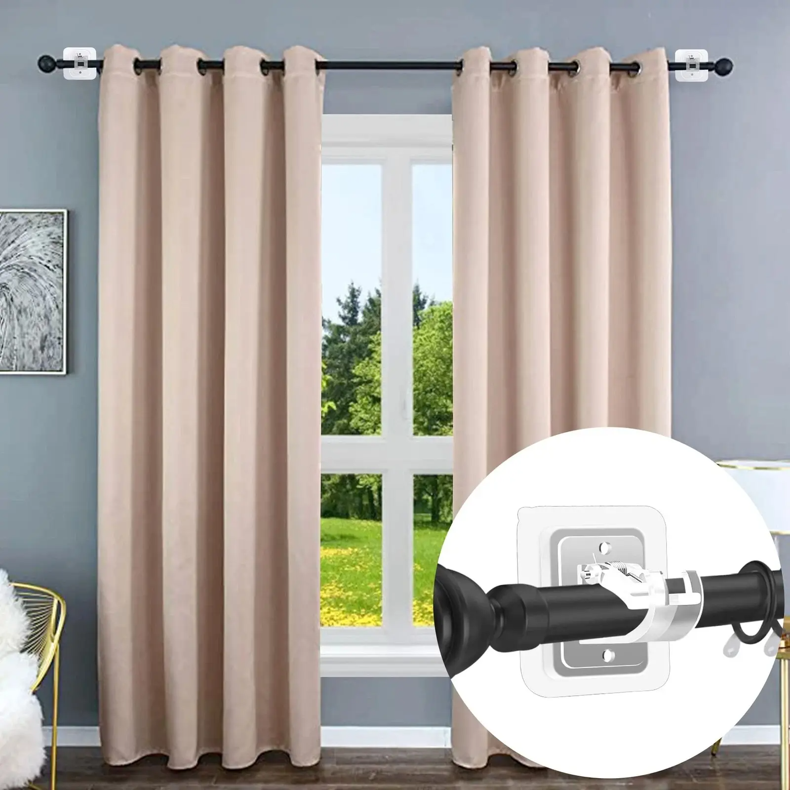 Transparent Curtain Rod Brackets with Screws | No-Damage Wall Mount | Multi-Room Use | 8/12/24/48 Pack