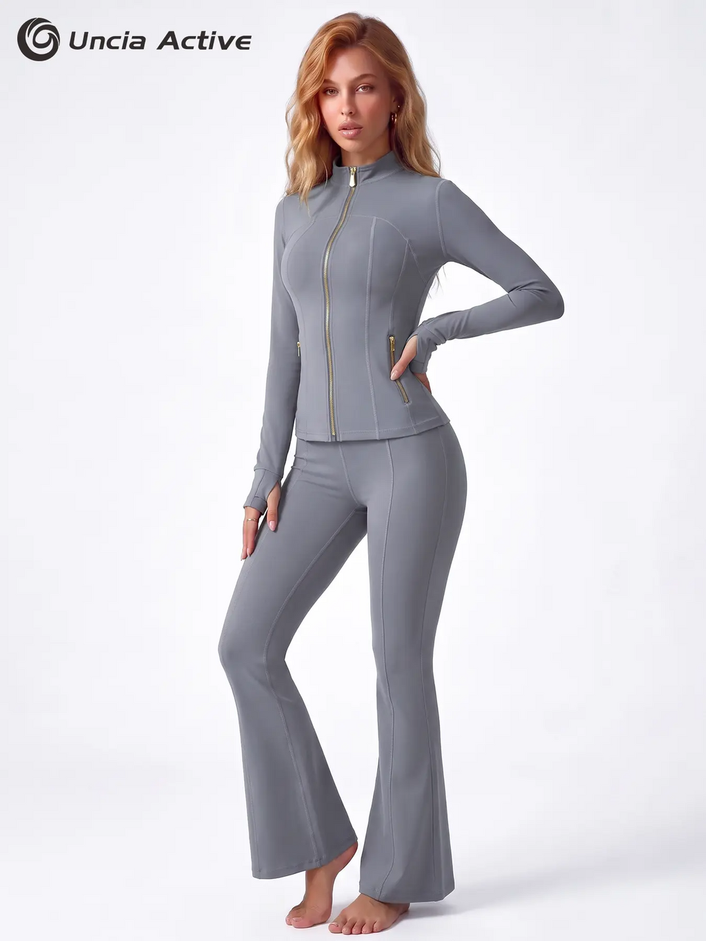 Women's Activewear Set – Jacket, Leggings & Flare Pants