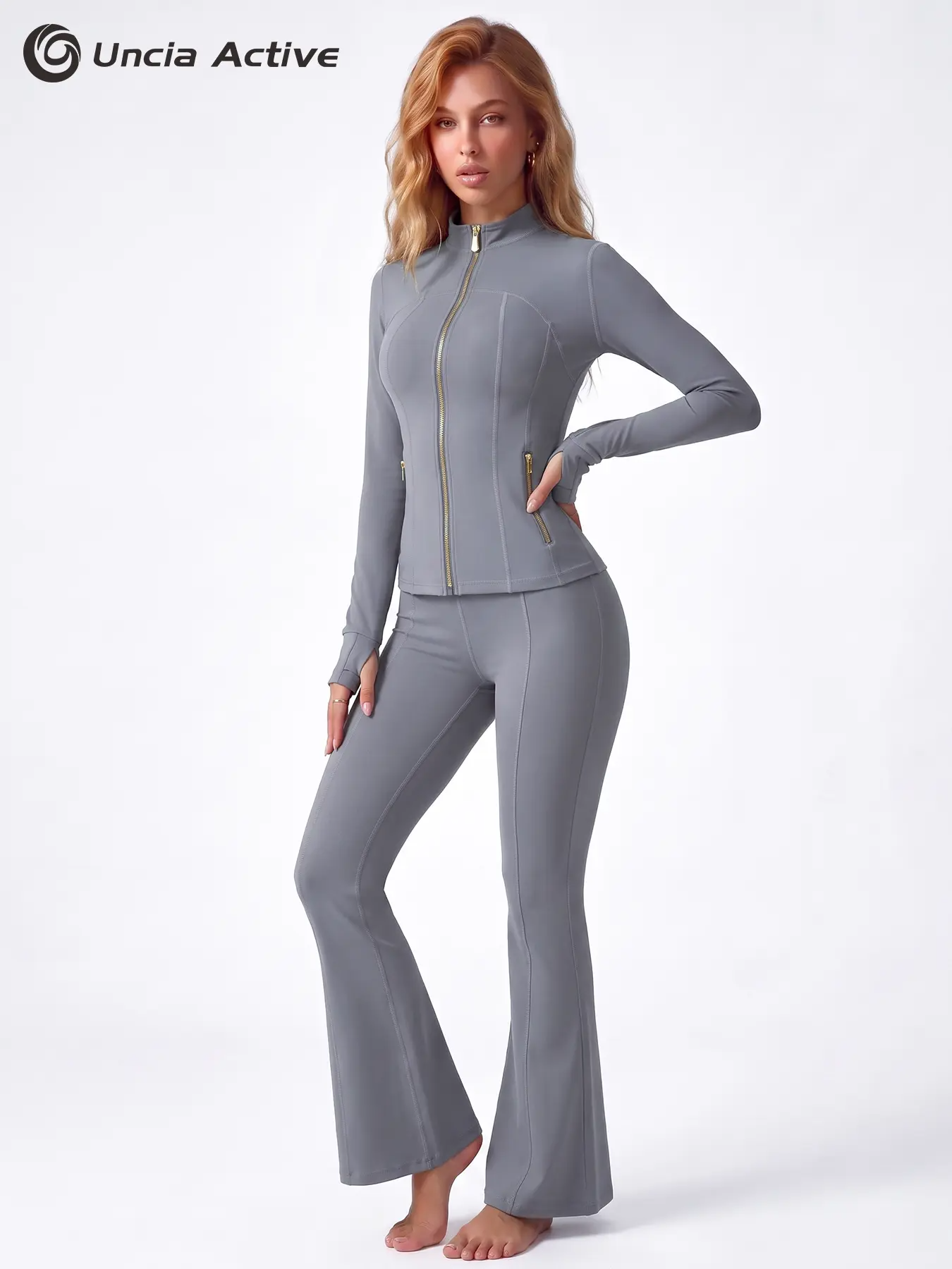 Women's Activewear Set – Jacket, Leggings & Flare Pants