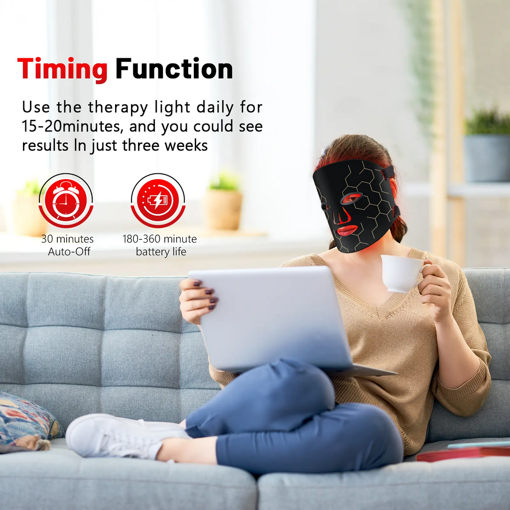 1 Red Light Therapy Mask for Face 8 Modes LED Face Mask Light Therapy with 288 LEDs 630nm & 850nm Infrared Light Therapy Mask at Home Portable with Timer & 2600mAh Remote Control for Anti-Aging