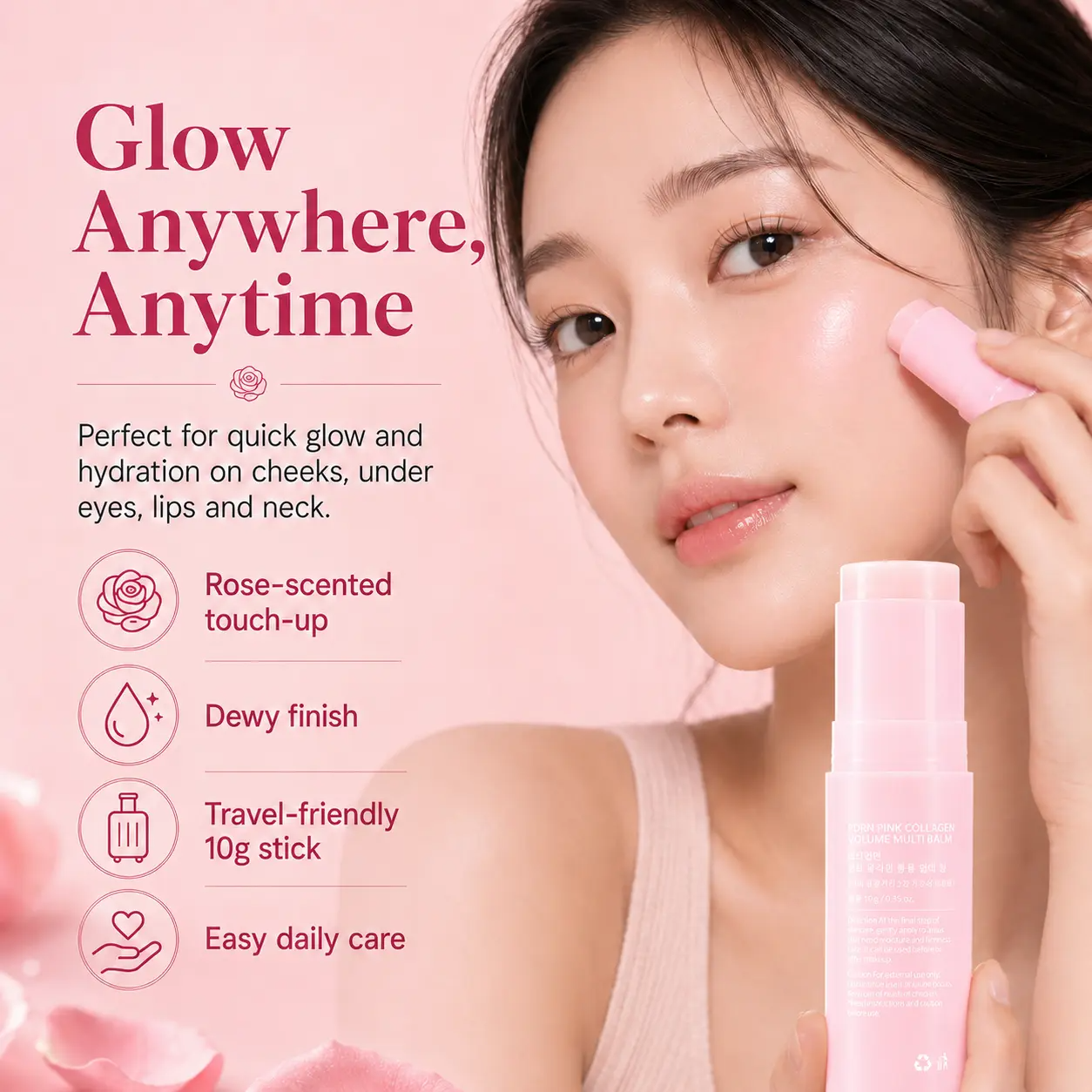Pink Collagen Volume Multi Balm | All In One Volufiline, Helping Look of Fine Lines, Firming Care, Anti-Aging Care | For Under-Eyes, Neck
