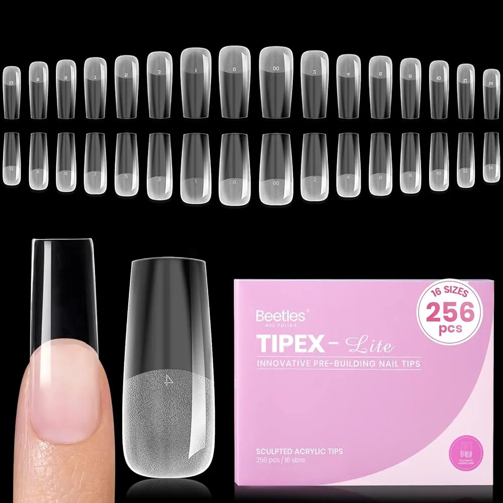 Beetles Tipex Lite Nail Extension Tips – 16 Sizes, Multiple Shapes