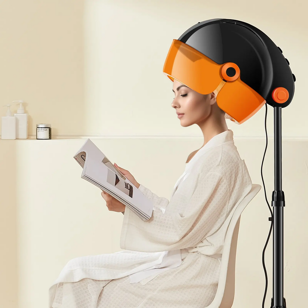 1Pcs onic Hood Dryer, 1875W Pro Bonnet Hair Dryer, Timer, 3 Temperature Levels Adjustable Speed, Mobile Floor Stand with Wheels for Salon Home Spa