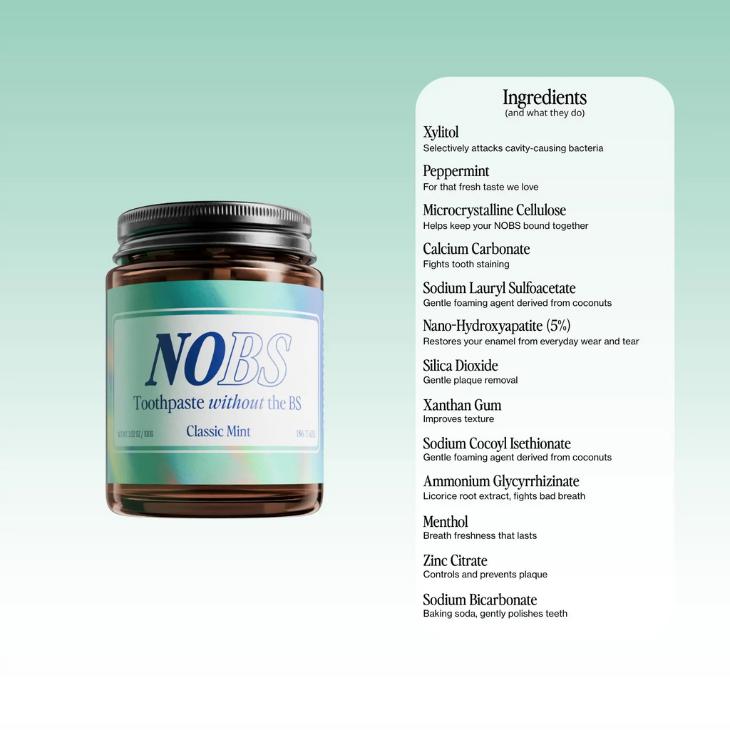 NOBS Toothpaste Tablets – Nano Hydroxyapatite | Fluoride-Free, Plastic-Free & Travel-Ready