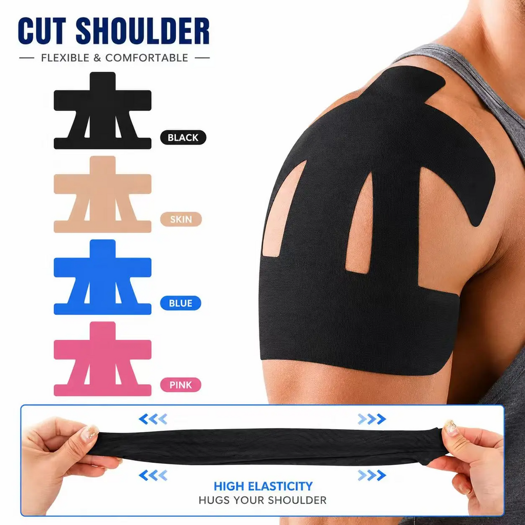 Pre-Cut Kinesiology Tape for Shoulder – Waterproof Athletic Support | 10, 20 & 30 Strips